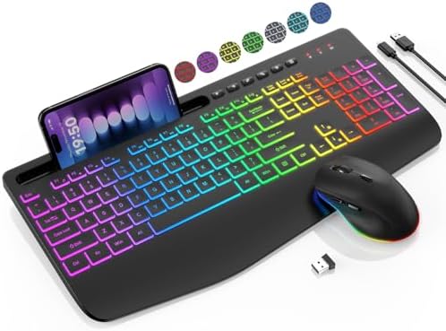 SABLUTE Wireless Keyboard and Mouse Combo - 9 Backlit Effects, 2.4GHz by SABLUTE