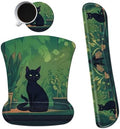 Ergonomic Mouse Pad with Wrist Support Gel Mousepads and Upgrade Keyboard Wrist Rest Pad Set, Coasters Non-Slip PU Base Mouse Mat for Office Gaming Computer Laptop Home, Black Cat Leaf by Dikoer