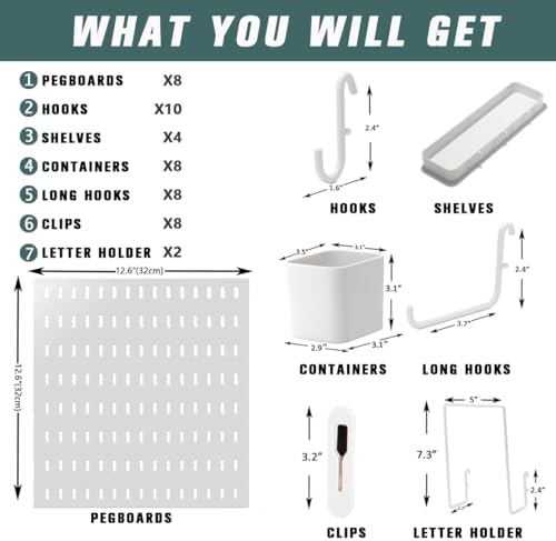 Wall-Mounted Pegboard Kit, 50.4" x 25.2" Organizer Panel – Large, Cost-Effective & Nail-Free Installation White - Image 4