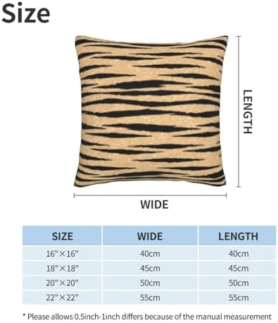 Pillowcase Set of 2 Tiger Animal Stripes Print Throw Pillow Covers Shells for Couch Office Bedroom Home Decoration, 20"X20" - Image 2