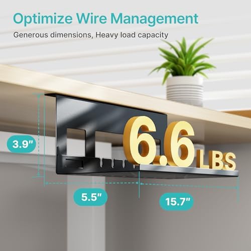 PEGZONE Under Desk Cable Management Tray, 15.7'' Screw-Mount Steel Rack - Image 4