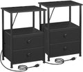 LOAKEKEL Nightstands Set of 2, Night Stand with Charging Station by LOAKEKEL