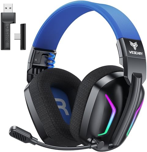 WESEARY Wireless Gaming Headset for PS5, PC, Switch & Mac| 2.4GHz -1200mAH by WESEARY