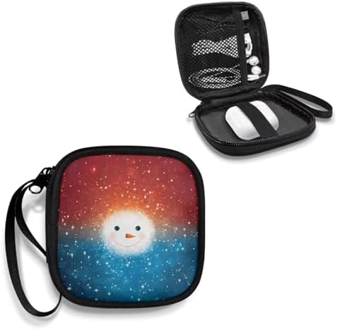 Christmas Snowman Face Headphones Carrying Case, Protective Shell Travel Bag for Cable, Charger Storage for Earphone, Earbud, Earpieces Headphone Bag Travel - Image 2