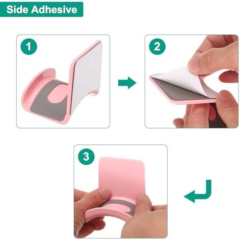 uxcell Headphone Stand, 4 Pcs ABS Headset Holder Adhesive Headphone Holder Hook Mount Headphone Hanger Hook Under Desk for Gaming Headphones Earphones Cables, Pink(Wall-Mounted) - Image 4