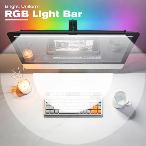 RGB Monitor Light Bar, Eye-Care Dual Light Reading Screen Lamp, 9 Modes Gaming Backlight LED Computer Lamp, 3 Colors Dimmable Frontlight, 15.75'' USB Desk Lights for Home, Office - Image 2