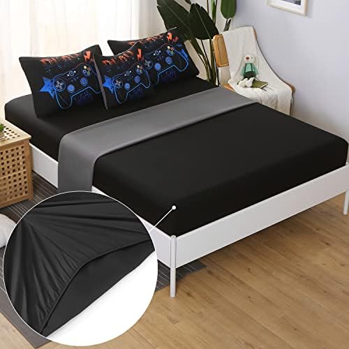 JQinHome Queen Gaming Comforter Sets for Boys,6 Piece Bed in A Bag 3D Video Game Bedding All Season Soft Microfiber Gamer Bedding Sets for Kids, Pillowcase, Flat Sheet, Fitted Sheet,Cushion Cover - Image 5