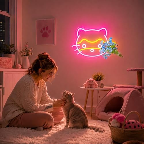 Cat Neon Signs for Wall Decor, Cute Led Sign Neon Light up Signs - Image 5
