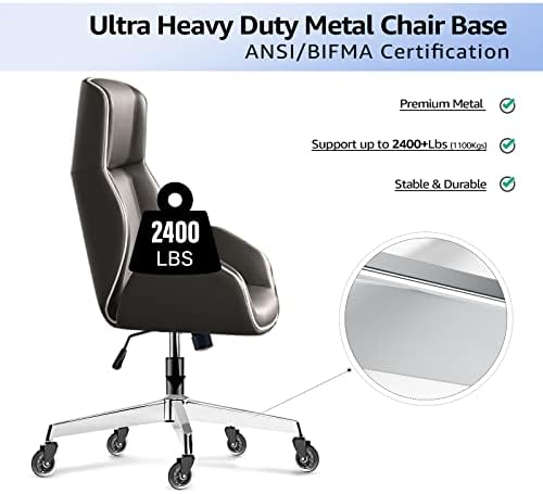 MASTERY MART 28 Inch Office Chair Base, Heavy Duty 2400 Lbs, Reinforced Metal Desk Chair Replacement, Universal Gas Cylinder Hole Caster Socket, Silver - Image 4