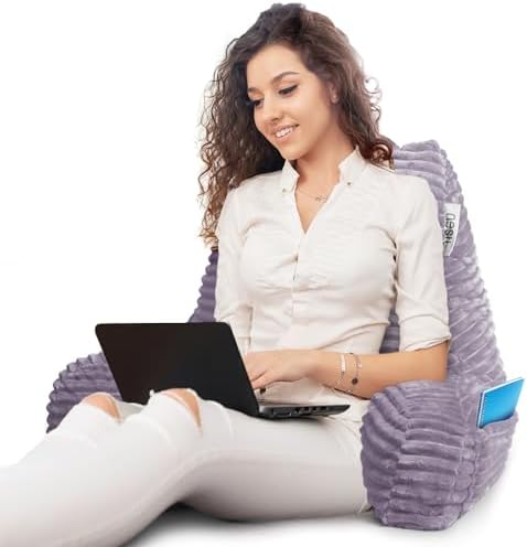 Nestl Reading Pillow with Shredded Memory Foam, Luxe Cut Plush Back Pillow for Sitting Up in Bed, Back and Arms Adjustable Support for Adult & Teens, Backrest Pillows with Washable Cover Dusty Purple - Image 7