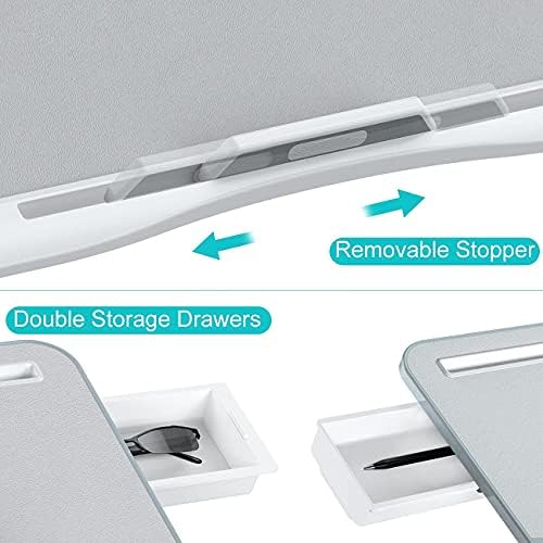 KLEAR Laptop Bed Tray Desk, Foldable and Adjustable Lap Table with Heights and Angles, Upgraded-Sturdy Laptop Lap Desk for Bed/Sofa/Couch/Floor (2 Drawers, Grey) - Image 5