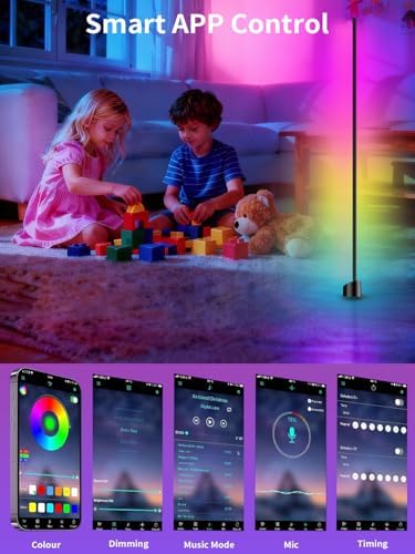 Tyute Corner Floor Lamp, RGBICW LED Corner Lamp with 16 Million DIY Colors, Music Sync, 68+ Scenes, Smart App & Remote Control, Ambience Lighting for Bedroom Living Room Gaming Room - Image 4