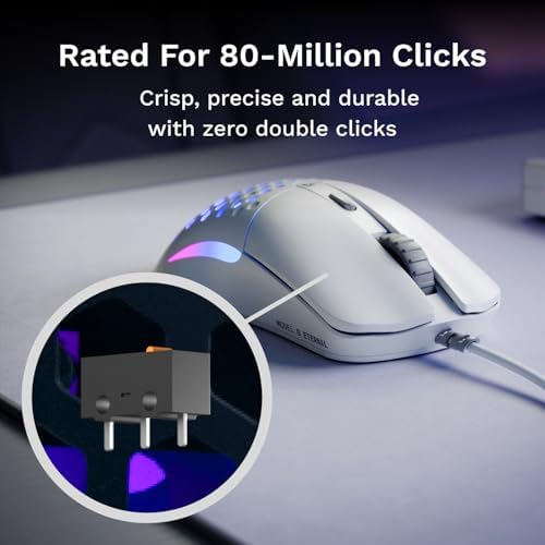 GLORIOUS Model O Eternal Ultralight RGB Gaming Mouse - Wired - 55g Lightweight - Customizable RGB Lighting - 6 Programmable Buttons - Symmetrical Design - 12K DPI Optical Sensor - PC/Mac - White - Image 6
