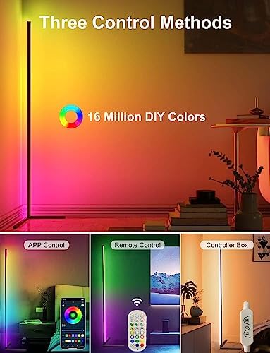 LanSuper Smart Corner Floor Lamp, 65" RGBW Color Changing LED Floor Lamp - Image 3