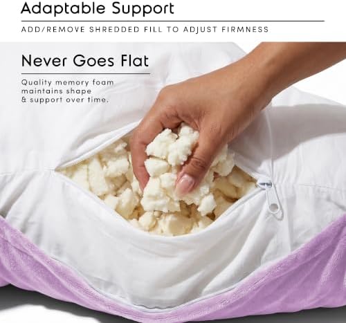 Nestl Reading Pillow for Bed, Back Pillow for Sitting Up in Bed, Lavender | 14” Backrest Pillow for Teens & Kids, Adjustable Support, Shredded Memory Foam Fill, OEKO-TEX, Use for Couch, Sofa, and Floor - Image 3
