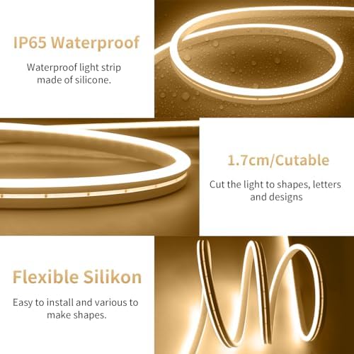 iNextStation 6.56FT 5V USB LED Strip Lights Warm White Neon LED Rope Lights - Image 3
