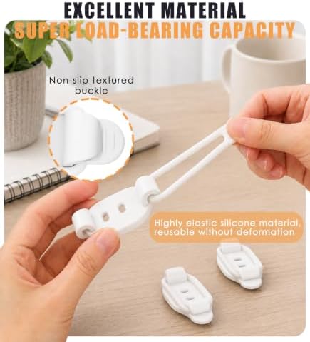 20Pcs Cable Management Clips, Adhesive Cord Holder Organizer-White - Image 5