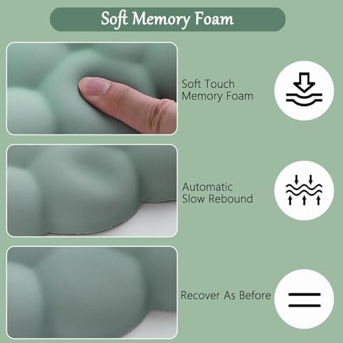 Cloud Mouse Pad Keyboard Wrist Rest for Mouse 4PCS Extended Large Desk Mat Pad Set Memory Foam Non-Slip Cute Ergonomic Gaming Mouse Wrist Support for Computer Home Office Mountain Forest Green - Image 3