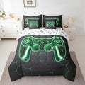 Feelyou Gamer Comforter Set with Sheets for Kids Boys Teens Game Controller Bed in a Bag Gaming Gifts 7 Piece Bedding Set Queen Size for All Season,Green Bed Set by Feelyou