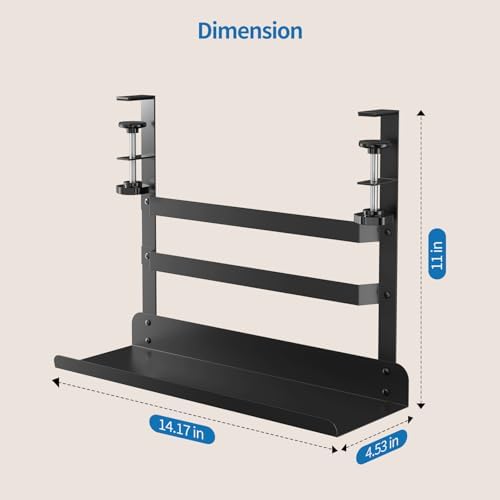 Yecaye Metal Under Desk Cable Management Tray, Clamp-On Desk Shelf - Image 6