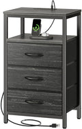 Huuger Nightstand with Charging Station, 27.6 Inch Bedside Table,Side Table by Huuger