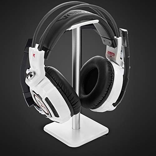 Headphone Stand Gaming Headset Holder Universal Aluminum Metal Headphone Holder Hanger with Aluminum Supporting Bar Flexible Headrest ABS Solid Base for All Headphone,White - Image 3