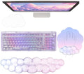 Gel Cloud Wrist Rest Keyboard Clear Mouse Pad with Wrist Rest Set 3PCS Ergonomic Acrylic Coaster Non-Slip Base Cute Transparent Cool Wrist Pad for Keyboard and Mouse Computer Gradient Pink Blue by WFCYGL