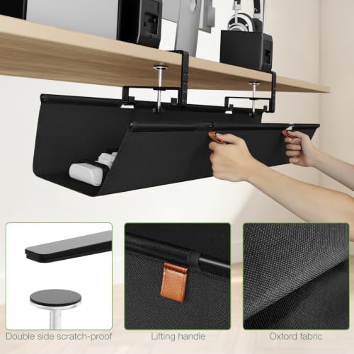 KEEGH Under Desk Cable Management Tray, 40 inch No Drill Cord Organizer - Image 6