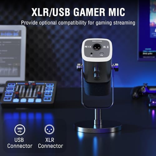 FIFINE Gaming Equipment Bundle, Dynamic XLR/USB Gaming Microphone Set with Streaming Audio Mixer for Podcast Recording Video Vocal, RGB Gamer Set with Volume Fader/XLR Interface for PC-AmpliGame KS5 - Image 6