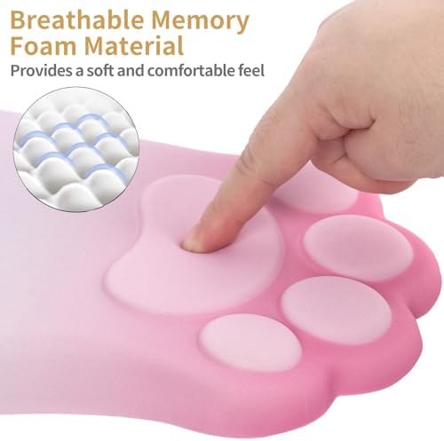 L-SPOUTTO Ergonomic Mouse Pad with Wrist Rest,Pink Mouse Pad Wrist Support - Image 3