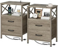 Huuger Nightstand Set of 2 with Charging Station, USB-C Port, End Tables by Huuger