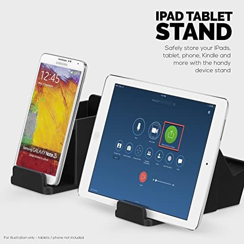 Desk Organizer with Game Controller Holder, Tablet Stand for iPads/iPhones, TV Remote & Pen Storage, Reduce Desktop Clutter, Have All Your Side Table Items in One Space (Black) - Image 6