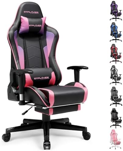 GTPLAYER Gaming Chair with Footrest Speakers Video Game Chair Bluetooth Music Heavy Duty Ergonomic Computer Office Desk Chair by GTPLAYER