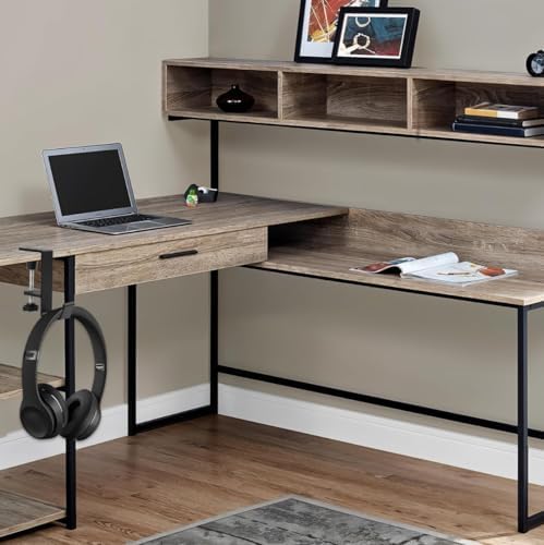 No Drill Under Desk Headphone Hanger, Clamp-On Desk Edge Hook for Headphones & Bags, Universal Desk Organizer Hook for Office, Home & School - Image 5