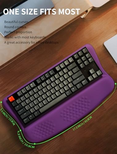 Ergonomic Wave Wrist Rest with Keyboard Stand, Cushioned Palm Rest, Comfortable Integrated Memory Foam for Natural Typing and Relieve Wrist Pain, Rich Purple - Image 6