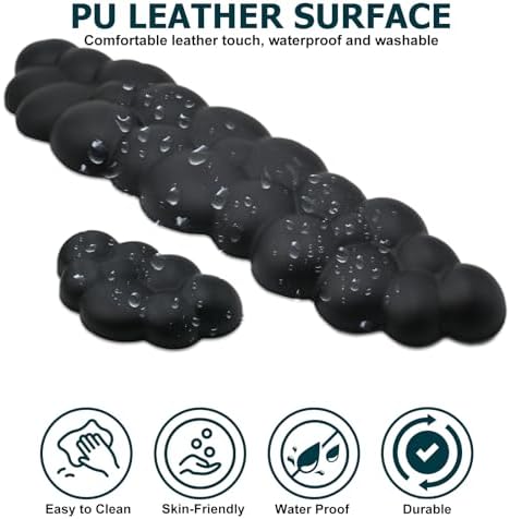 Cloud Wrist Rest Keyboard, Wrist Rest for Computer Keyboard, Black | Ergonomic Keyboard Wrist Rest, Cute PU Leather Memory Foam Mouse Wrist Pad for Gaming, Office, Computer, Typing Pain Relief - Image 4
