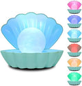 LKUA Shell Pearl Beach Themed Night Light, RGB 8 Colors Changing Mood Shell Pearl Lamps, Bedside LED Clamshell Portable Night Lights for Bar (Green) by LKUA