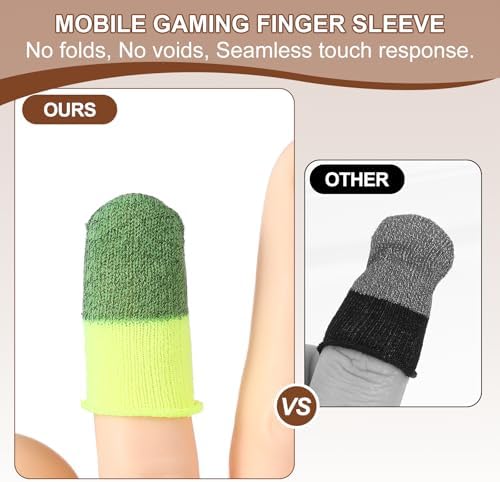 PATIKIL Controller Finger Thumb Sleeve, 40 Pack Mobile Gaming Finger Sleeve Silver Fiber Tip Gloves Anti-Sweat Breathable for Game Phone Touchscreen Devices, Green/Yellow - Image 5
