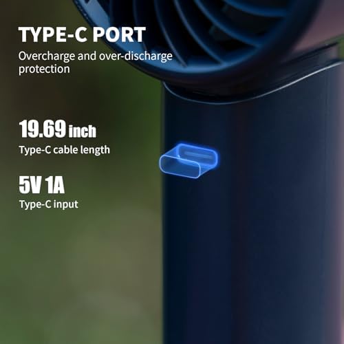 Handheld Fan,Portable Turbo Fan with Ice Cooler, 12H Long Lasting 4000mAh Battery,10000 RPM Strong Wind,Portable Fan for Travel, Valentines Day Gifts (Dark Blue) - Image 6