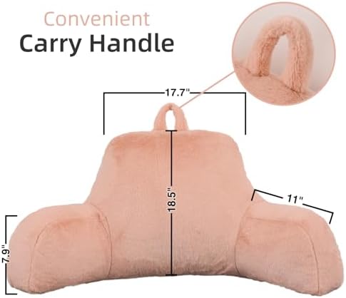 A Nice Night Pink Reading Pillow, 18.5" Bed Wedge Pillows with Arms - Image 2
