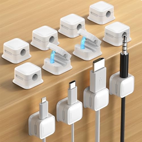 12 Pack Cord Organizer, Magnetic Cable Clips, Under Desk Management, White by Costop