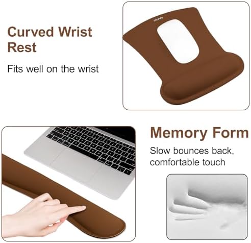 MOSISO Wrist Rest Support for Mouse Pad & Keyboard Set, Brown - Image 5