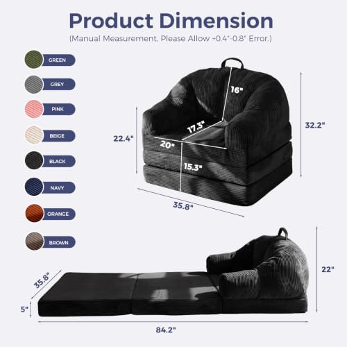 MAXYOYO Folding Sofa Bed with Backrest, Boneless Fold Out Couch with Handle - Image 2
