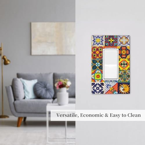 Decorative Outlet Covers Vintage Traditional Colorful Mexican Talavera Tiles Style 1 Gang Rocker Light Switch Covers Single Gfci Wall Plate Electrical Receptacle Switchplate Plug Faceplate - Image 7
