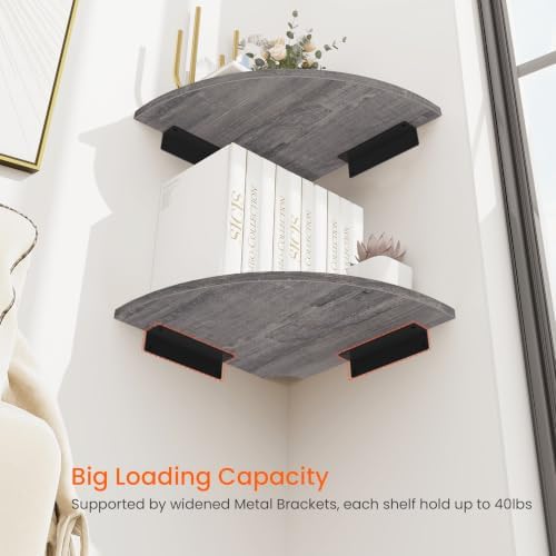 Homode Corner Shelf Wall Mount, Round Corner Floating Shelves Set of 2 - Image 5