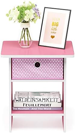 Furinno Dario End Table / Side Table / Night Stand / Bedside Table with Bin Drawer, 2-Pack, Pink/Light Pink - Image 6