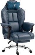 Dowinx Big and Tall Gaming Chair with Footrest for Home Office 500LBS Blue | High Back Leather Office Chair, Extra-Wide & Thick-Padded Seat Cushion with Ergonomic Lumbar Support and Soft Linkage Armrest by Dowinx