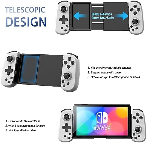 Wireless Controller for iPhone 17/Android/PC/iPad/Tablet/Appl Arcade MFi Games/Switch/PS4, Support Streaming on PS5/Xbox/PC Console, Cloud Gaming Gamepad Joystick - Turbo/6-Axis Gyro/Dual Motors - White - Image 5