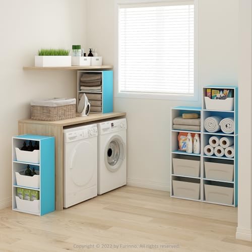 Furinno LUDER 2-Tier Book Shelf, Open Shelves Bookshelf, Light Blue/White - Image 2