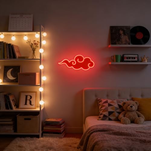 Anime Neon Sign, UV Printed Red Cloud LED Neon Light Signs for Wall Decor - Image 3